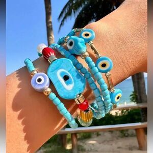 Evil Eye Beaded Bracelet Set Q862